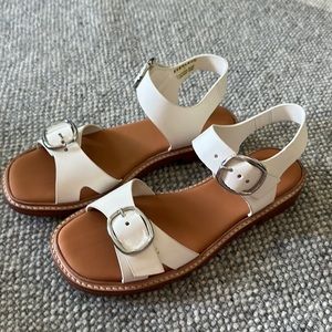 NWOT Everlane White Leather Buckle Sandal Women’s 7